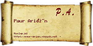 Paur Arián névjegykártya